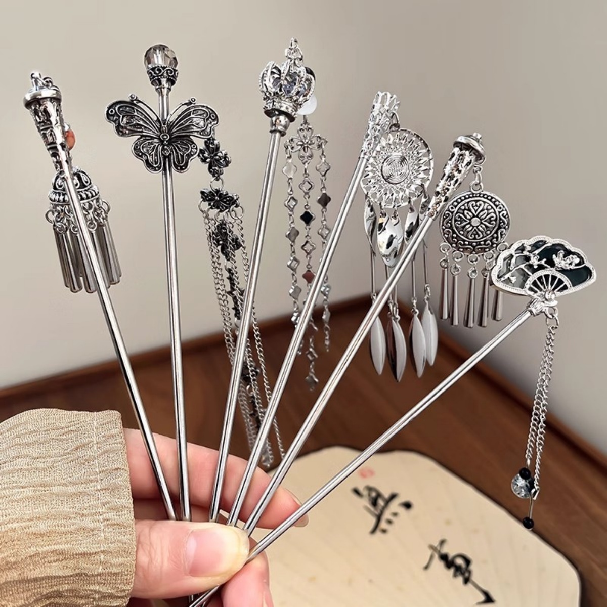 Shop Jewelry & Watches Near Me - Elegant Women's Hairpin Antique Silver Butterfly