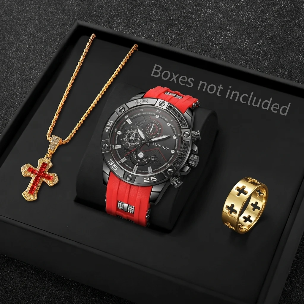 Mystery Jewelry Jar Watches - 3PCS Fashion Male Sports Watch Cross