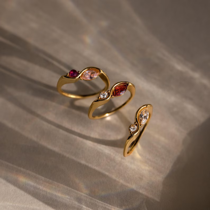 DOREMI Waterproof Tarnish Resi - Birthstone Ring Set 评论和价格