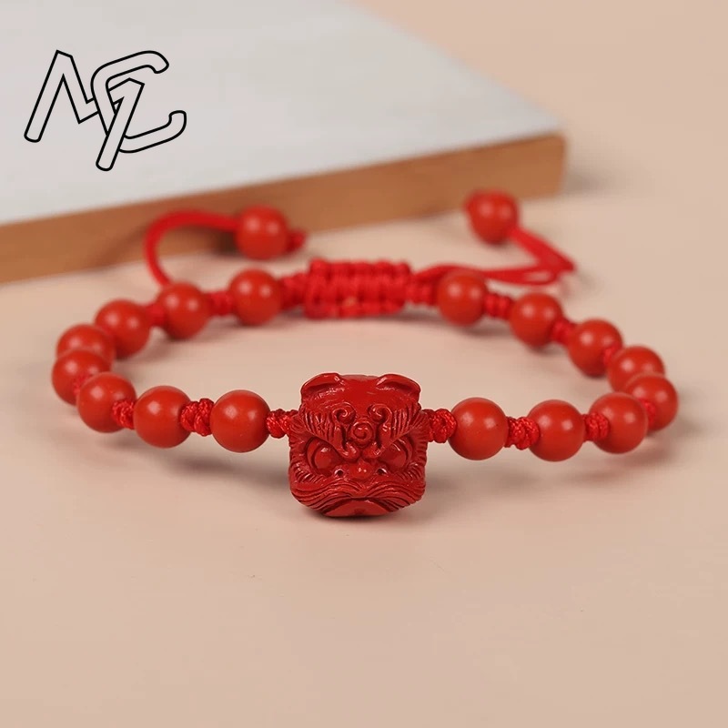 Genuine Red Cinnabar Lion Danc - Gemstone Bracelet Healing 评论和价格