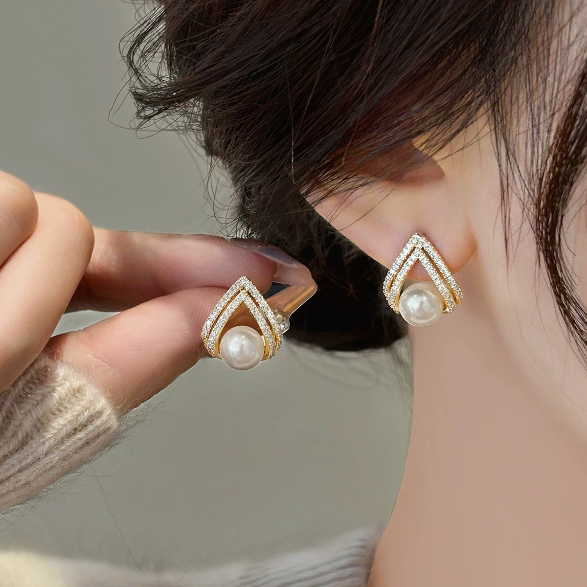 925 Silver Needle Korean Fashi - Pearl Stud Earrings 评论和价格