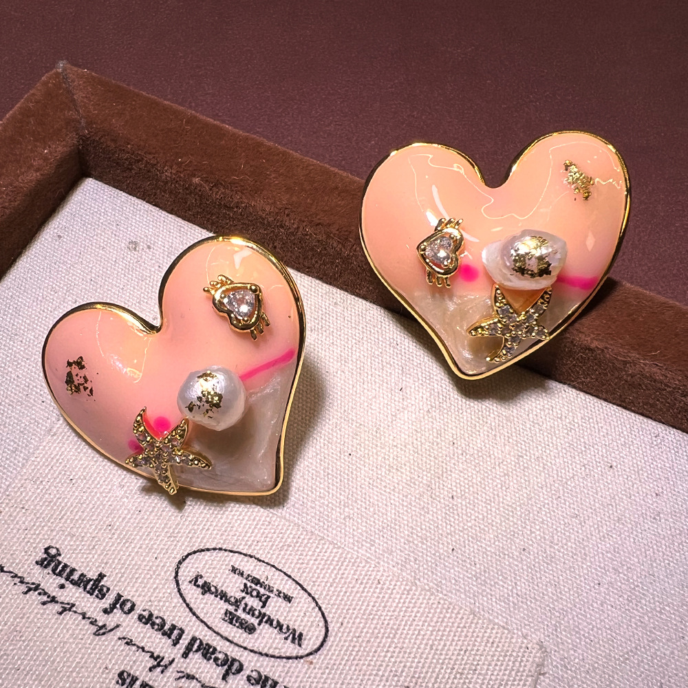 Oil painting love natural pear - Pearl Stud Earrings 评论和价格