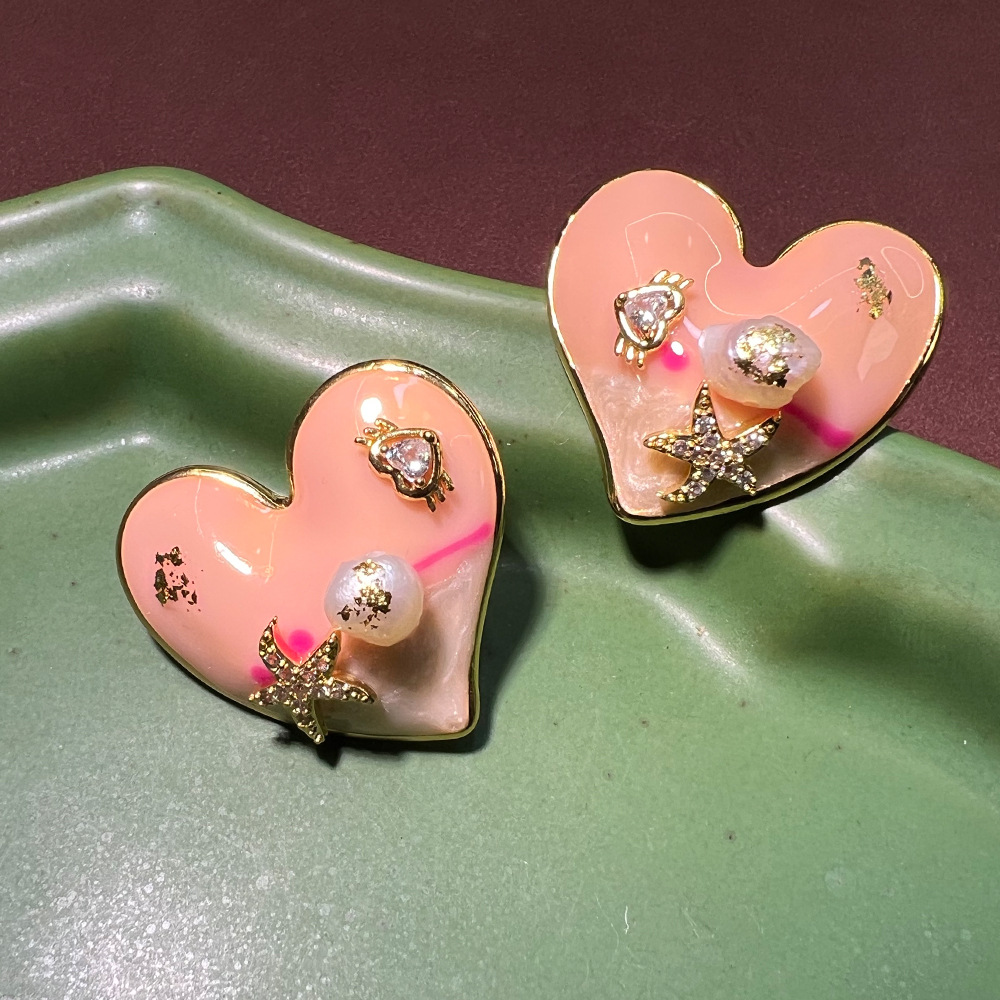 Oil painting love natural pear - Pearl Stud Earrings 评论和价格