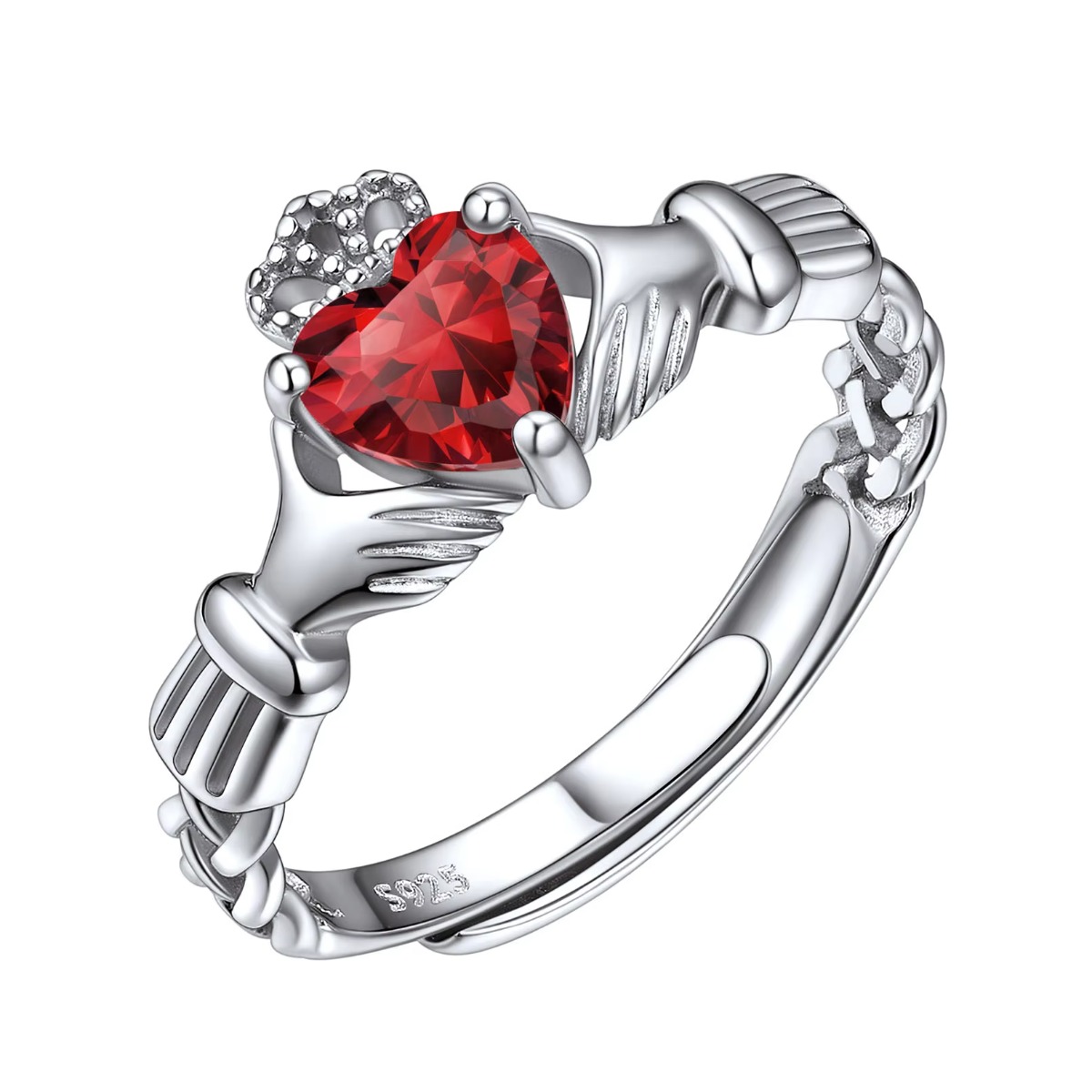 U7 3mm 925 Silver Claddagh Rin - Birthstone Ring Set 评论和价格