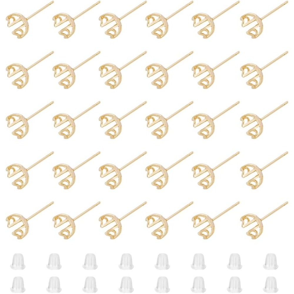 30Pcs Earring Mounting 4-Heart - Pearl Stud Earrings 评论和价格