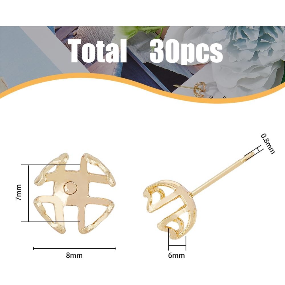 30Pcs Earring Mounting 4-Heart - Pearl Stud Earrings 评论和价格
