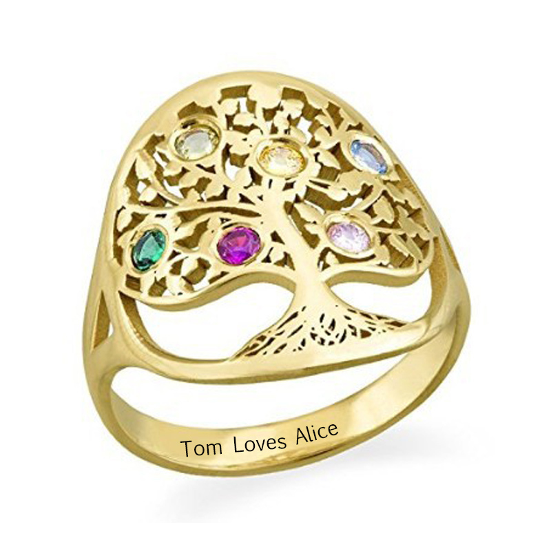 Amxiu Personalized Tree Ring w - Birthstone Ring Set 评论和价格