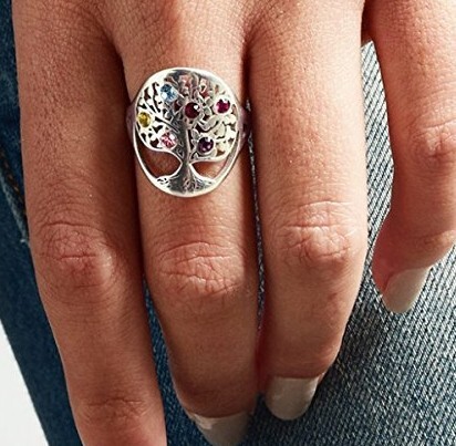 Amxiu Personalized Tree Ring w - Birthstone Ring Set 评论和价格