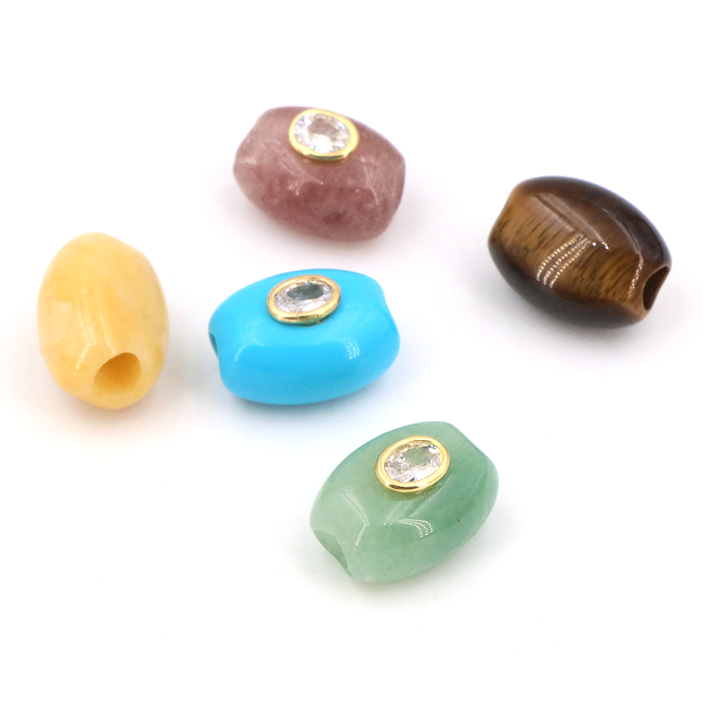 Natural Stone Big Hole Flat Bu - Gemstone Bracelet Healing 评论和价格