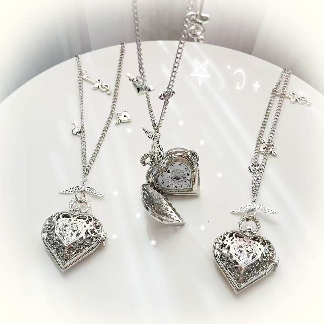 Y2K Hollow Heart Pocket Watch  - Mystery Jewelry Jar Watches 评论和价格