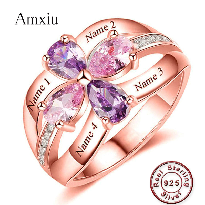 Amxiu Customize Large Wedding  - Birthstone Ring Set 评论和价格