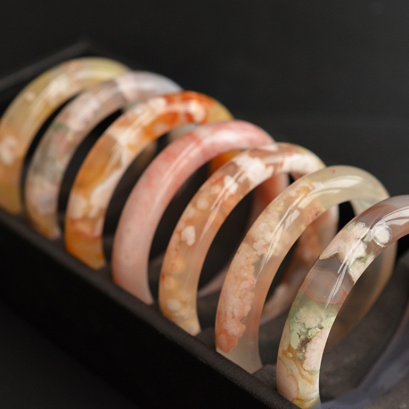 Flower Agate Bangle Women Heal - Gemstone Bracelet Healing 评论和价格