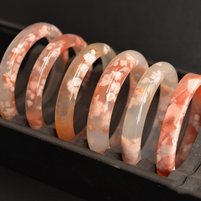 Flower Agate Bangle Women Heal - Gemstone Bracelet Healing 评论和价格