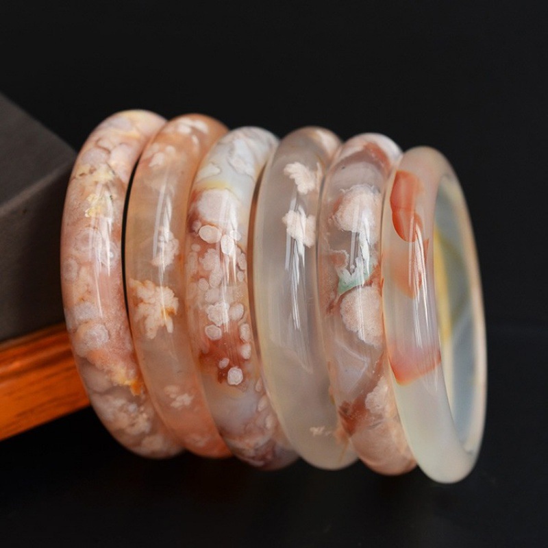 Flower Agate Bangle Women Heal - Gemstone Bracelet Healing 评论和价格