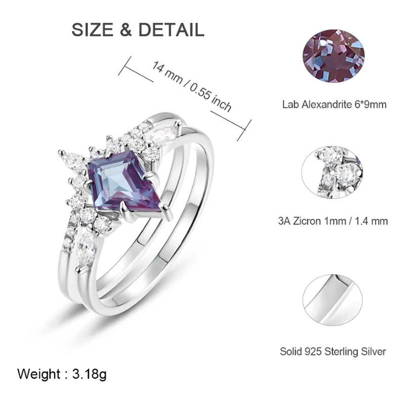 ALLNOEL Kite Cut 0.91ct Alexan - Birthstone Ring Set 评论和价格