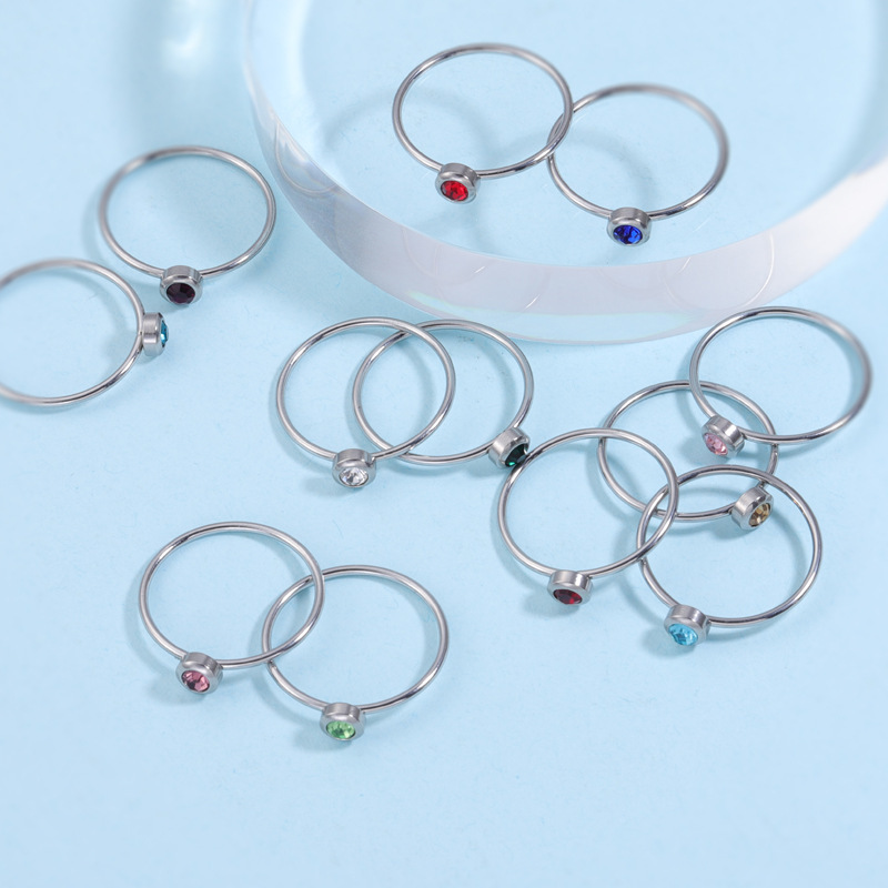 Stainless Steel Birthstone Rin - Birthstone Ring Set 评论和价格