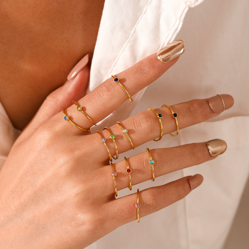 Stainless Steel Birthstone Rin - Birthstone Ring Set 评论和价格