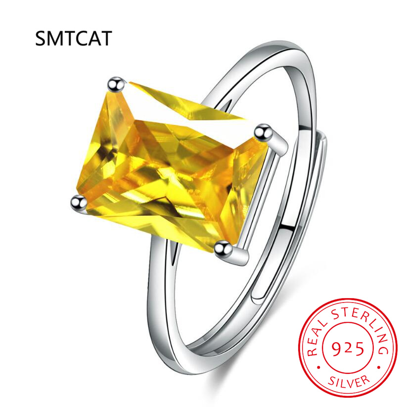 Emerald Cut Natural Citrine 92 - Birthstone Ring Set 评论和价格