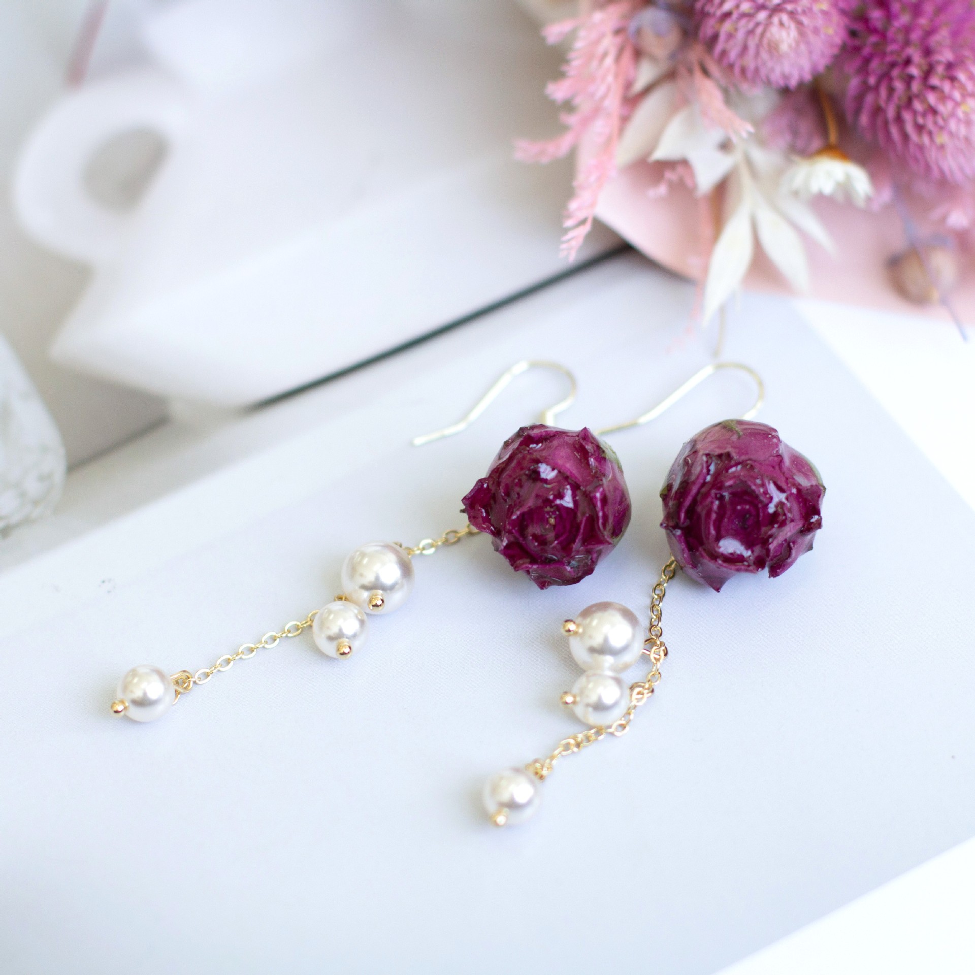 Elegant Immortal Rose Pearl Ta - Pearl Stud Earrings 评论和价格