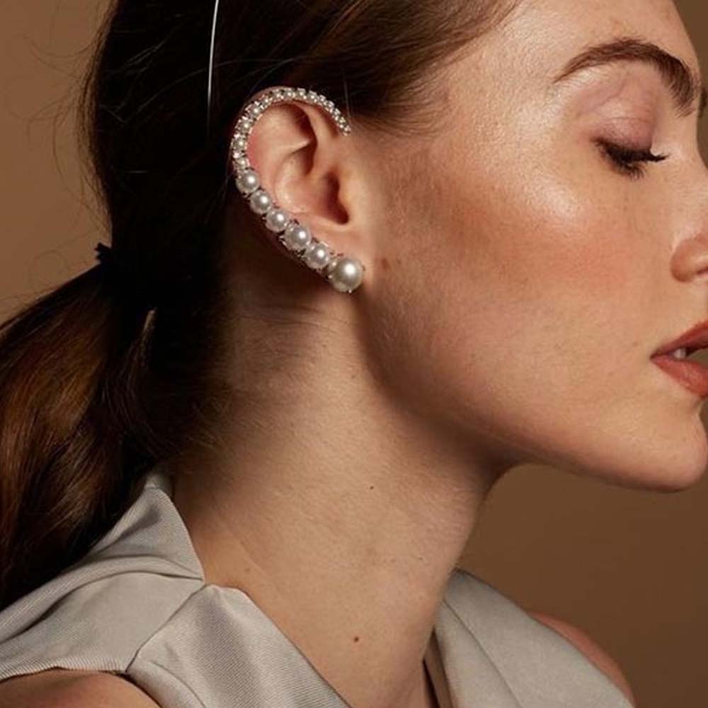 Stonefans Pearl Ear Clips With - Pearl Stud Earrings 评论和价格