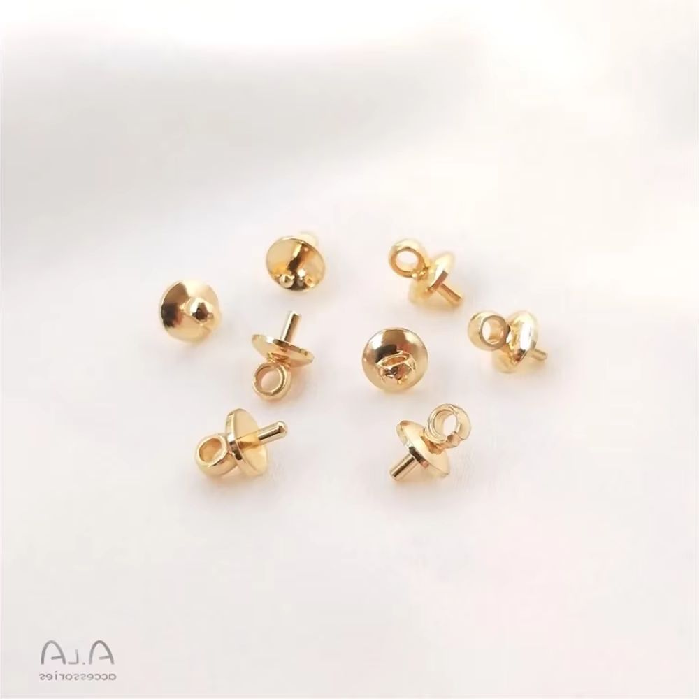 14K Gold Plated Half Hole Bead - Pearl Stud Earrings 评论和价格