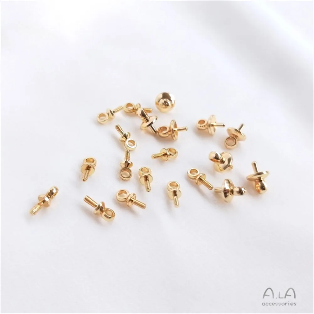 14K Gold Plated Half Hole Bead - Pearl Stud Earrings 评论和价格