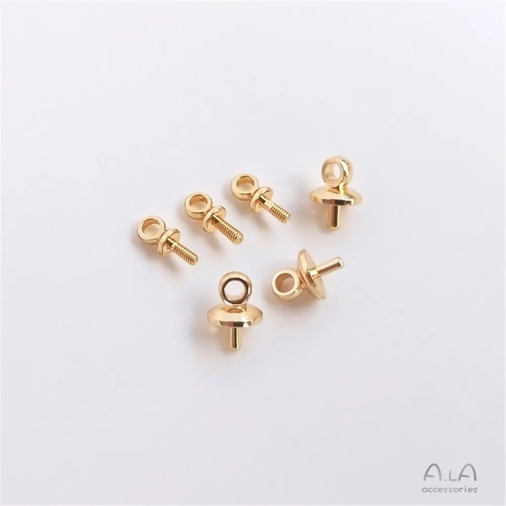 14K Gold Plated Half Hole Bead - Pearl Stud Earrings 评论和价格