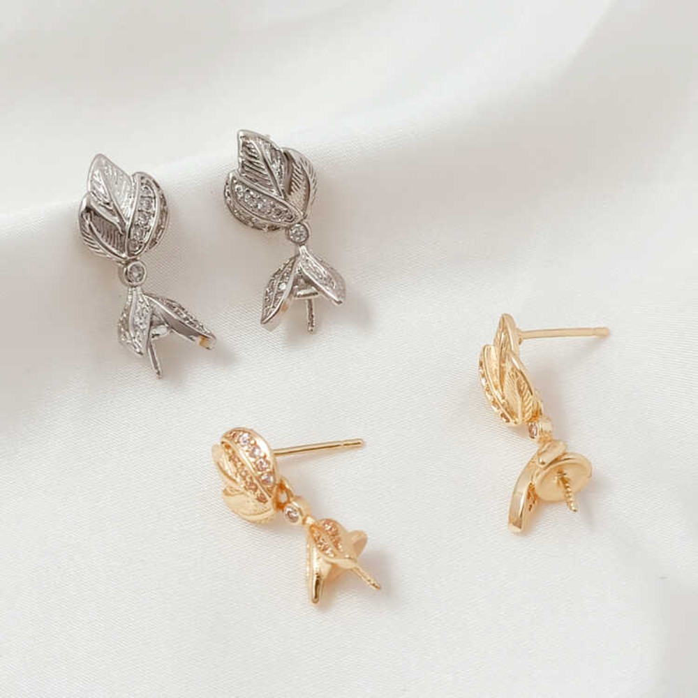 14K Micro-zirconium Baroque Br - Pearl Stud Earrings 评论和价格