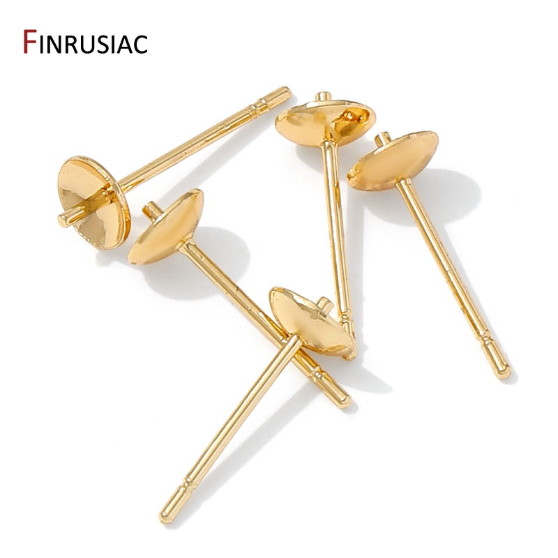 14K Gold Plated Brass Earring  - Pearl Stud Earrings 评论和价格