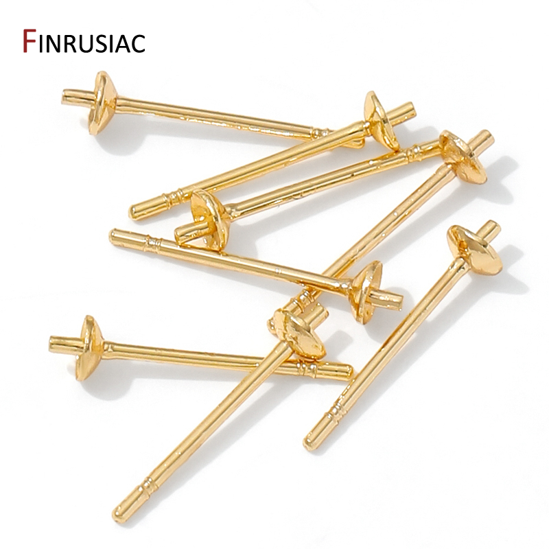 14K Gold Plated Brass Earring  - Pearl Stud Earrings 评论和价格