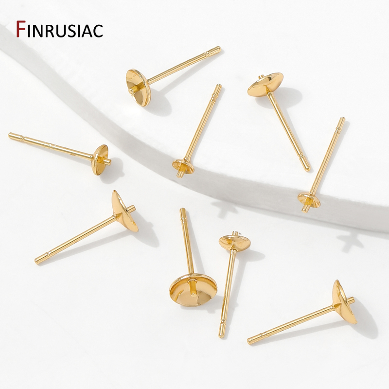 14K Gold Plated Brass Earring  - Pearl Stud Earrings 评论和价格