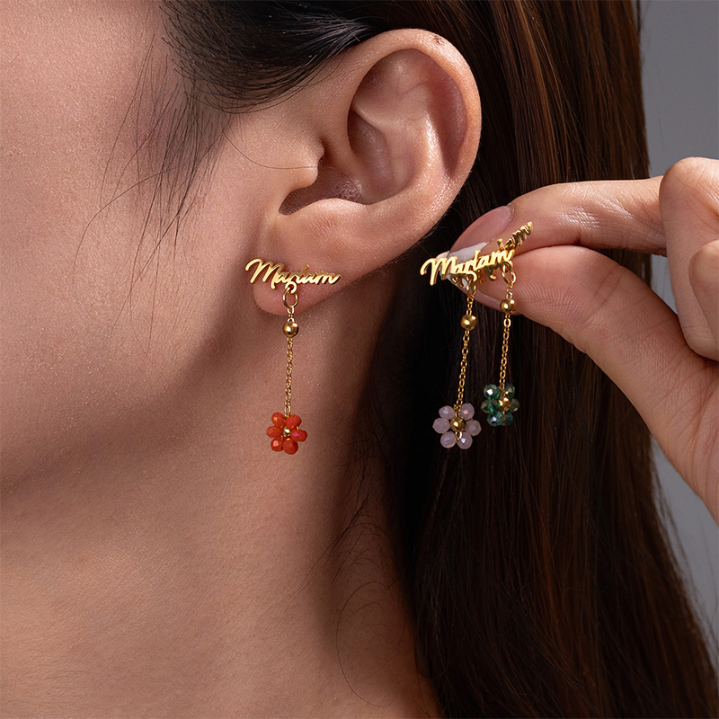 Auxauxme Custom Name Earrings  - Pearl Stud Earrings 评论和价格