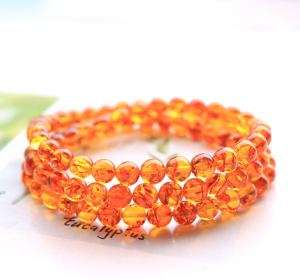 Natural Piebald Amber Orange 3 - Gemstone Bracelet Healing 评论和价格