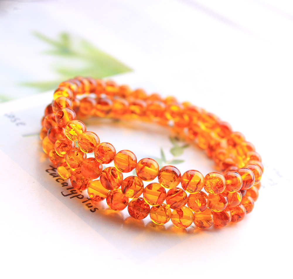 Natural Piebald Amber Orange 3 - Gemstone Bracelet Healing 评论和价格