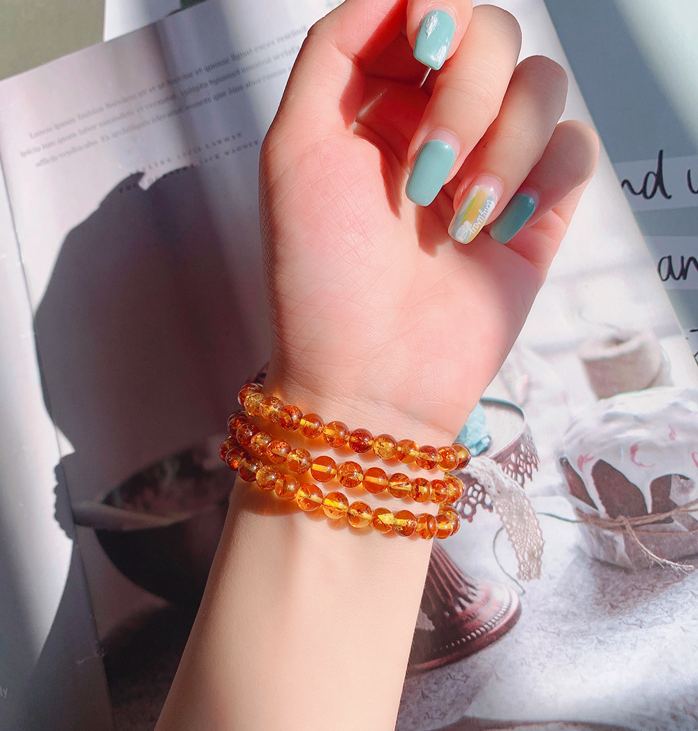 Natural Piebald Amber Orange 3 - Gemstone Bracelet Healing 评论和价格