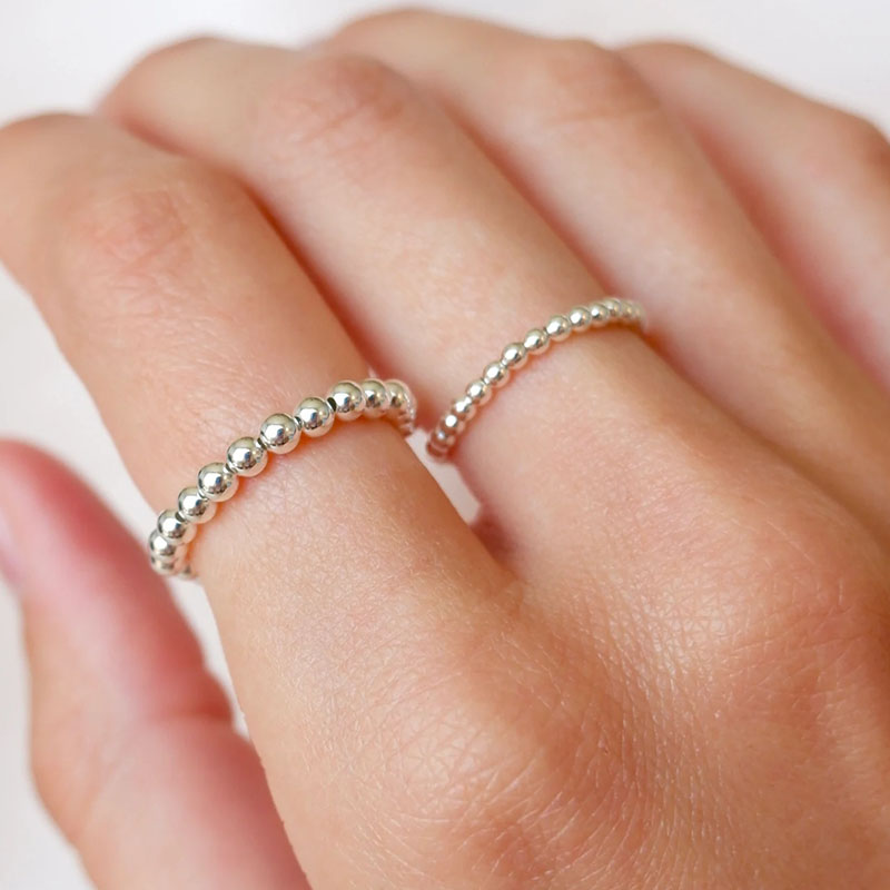Crystal Ring Stackable  Bead   - Birthstone Ring Set 评论和价格
