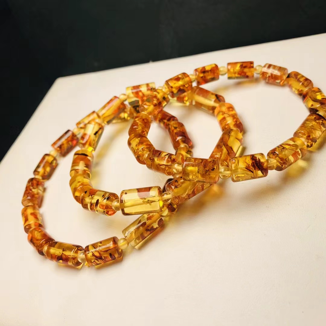 Natural Piebald Amber Red Clea - Gemstone Bracelet Healing 评论和价格