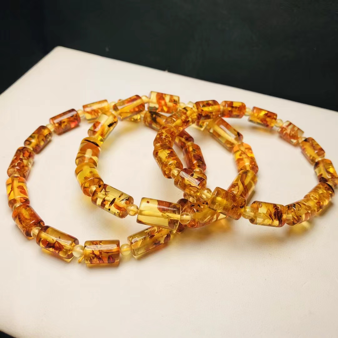 Natural Piebald Amber Red Clea - Gemstone Bracelet Healing 评论和价格