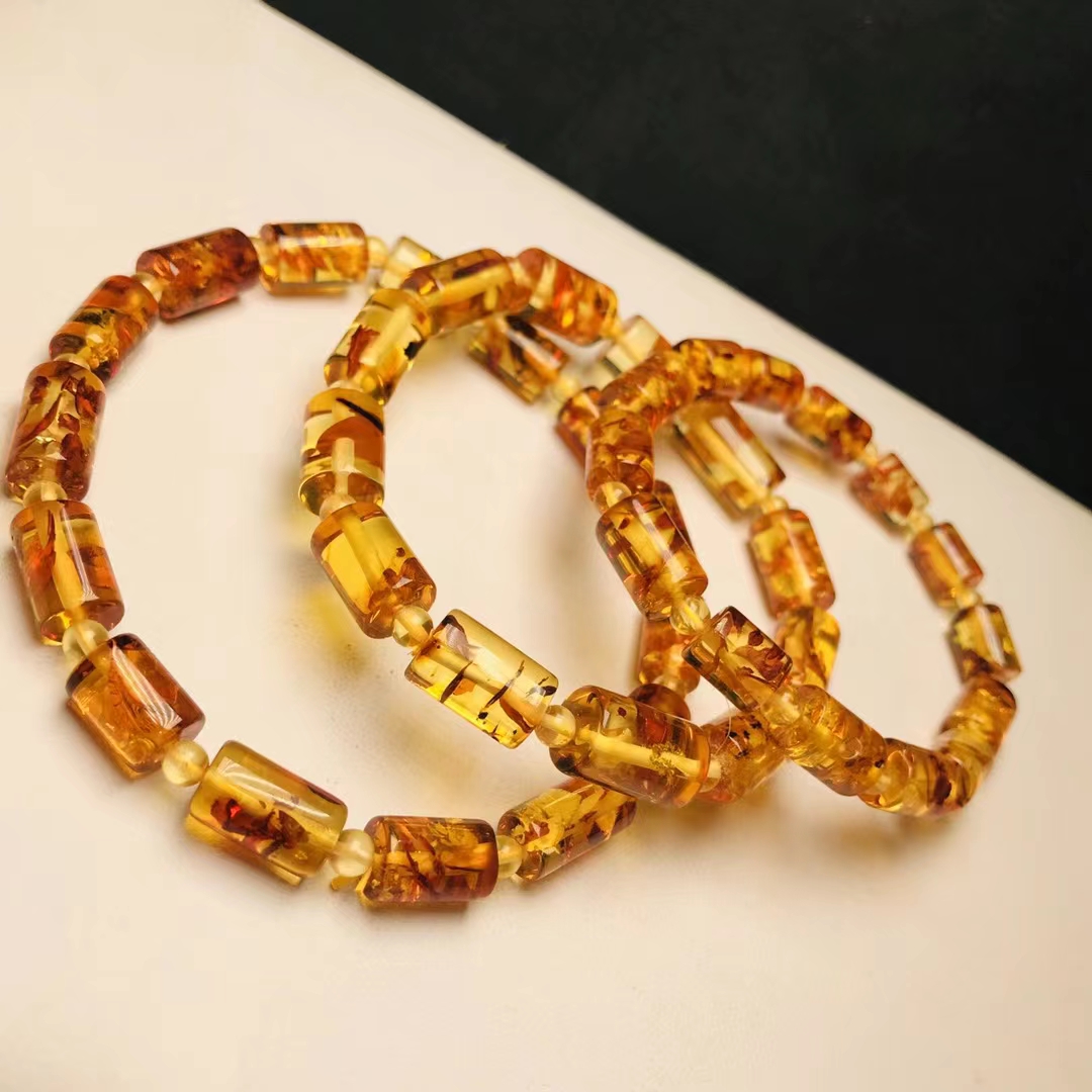 Natural Piebald Amber Red Clea - Gemstone Bracelet Healing 评论和价格