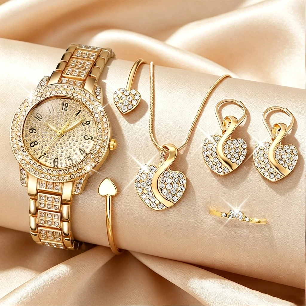 6PCS Fashion Rhinestone Women  - Mystery Jewelry Jar Watches 评论和价格