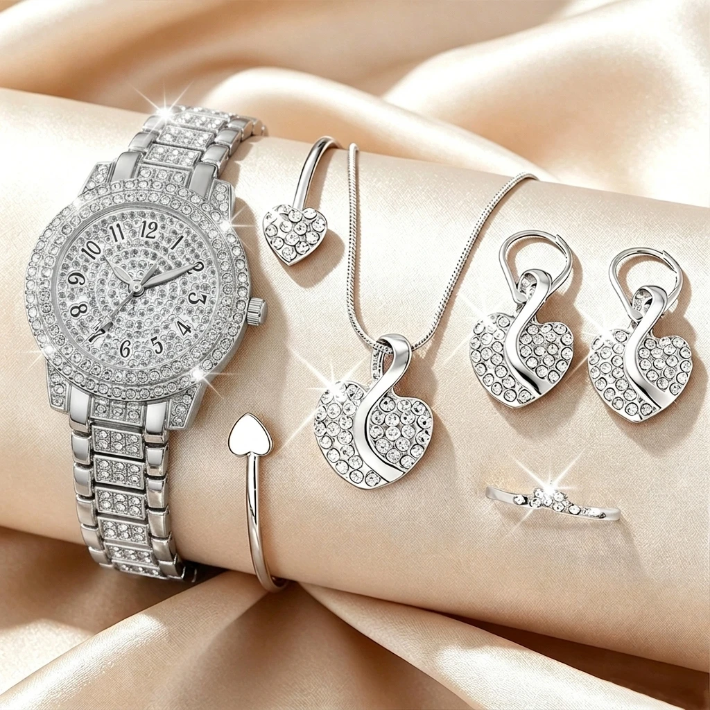 6PCS Fashion Rhinestone Women  - Mystery Jewelry Jar Watches 评论和价格