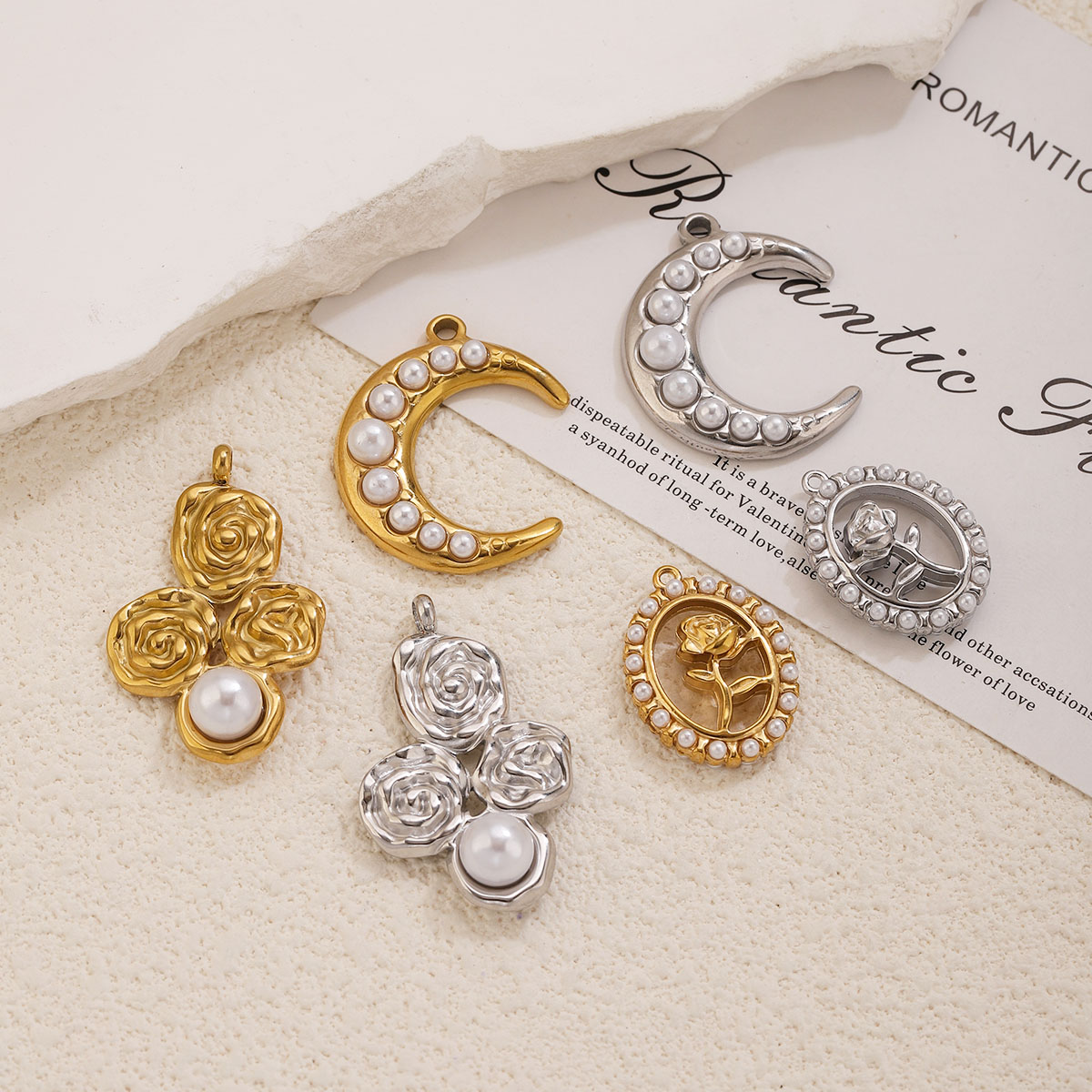 5Pcs Stainless Steel 18K Gold  - Pearl Stud Earrings 评论和价格