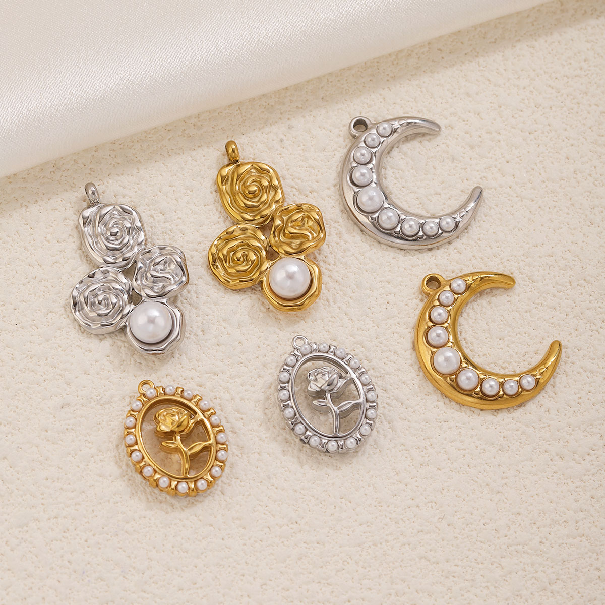 5Pcs Stainless Steel 18K Gold  - Pearl Stud Earrings 评论和价格
