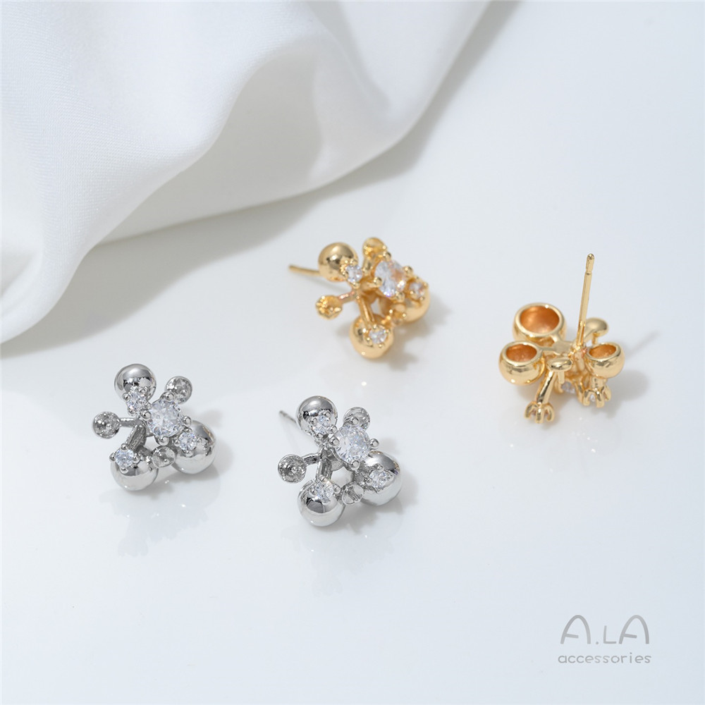 14K Gold-plated, Zirconium-inl - Pearl Stud Earrings 评论和价格