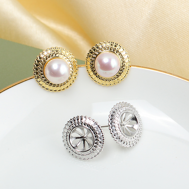 E038 Gold Plated Copper S925 S - Pearl Stud Earrings 评论和价格