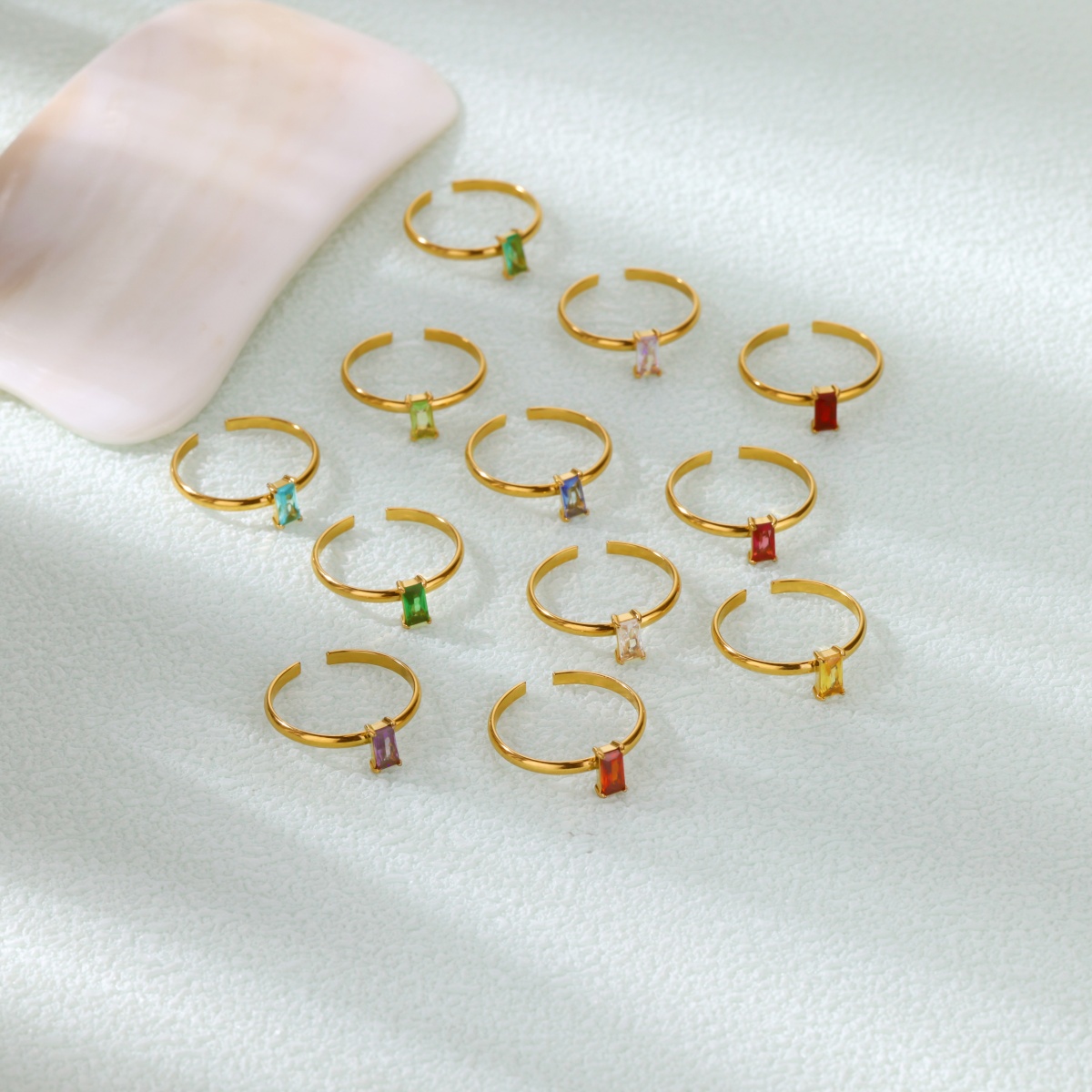 Purple Zircon Square Rings For - Birthstone Ring Set 评论和价格