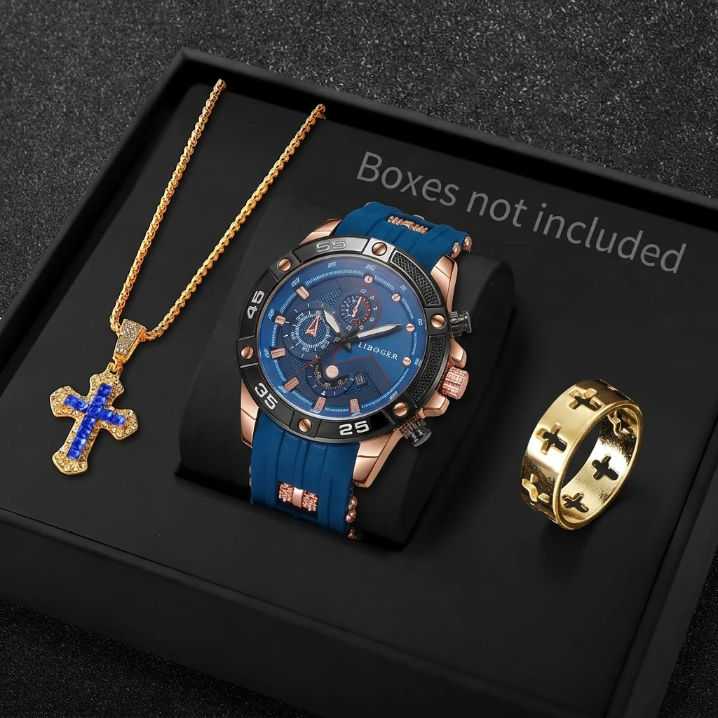 3PCS Fashion Male Sports Watch - Mystery Jewelry Jar Watches 评论和价格