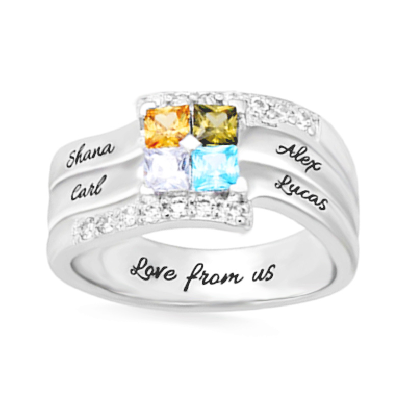 Amxiu Customize Four Family Na - Birthstone Ring Set 评论和价格