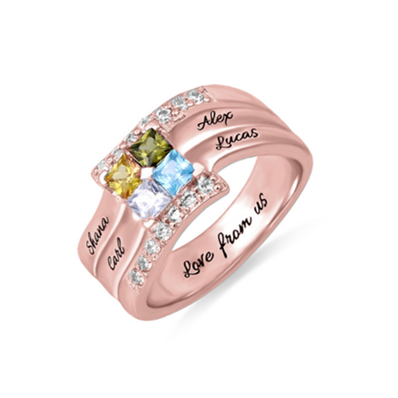 Amxiu Customize Four Family Na - Birthstone Ring Set 评论和价格