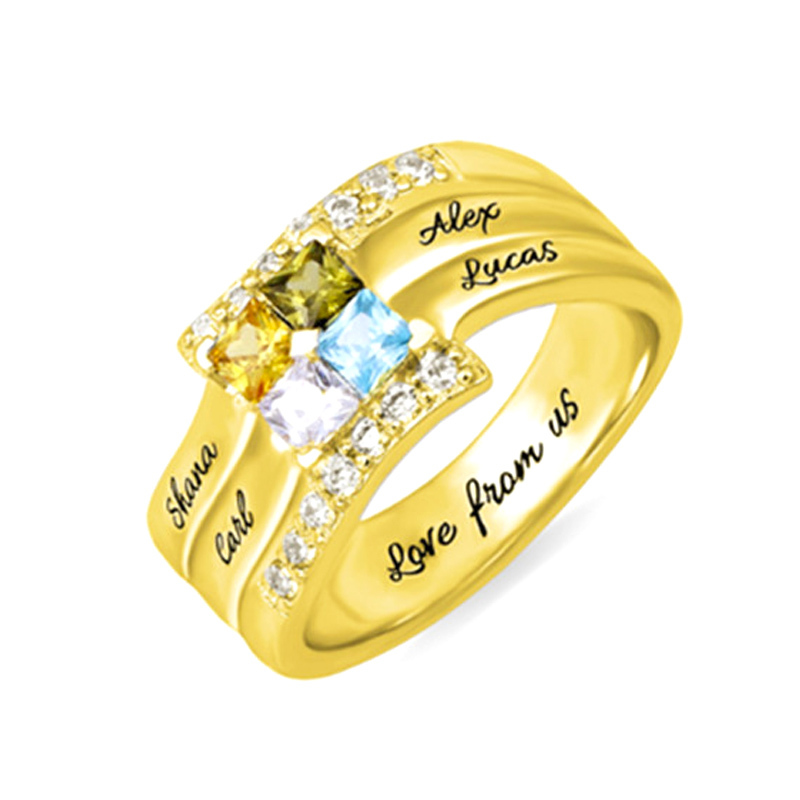 Amxiu Customize Four Family Na - Birthstone Ring Set 评论和价格